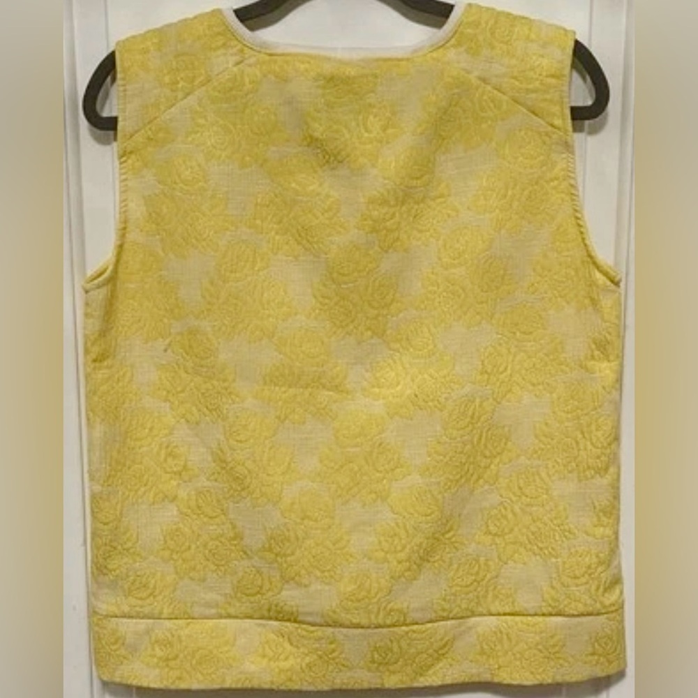 Zara Trafaluc‎ Yellow Jacquard Top Floral Texture Coquettecore Size Small - Picture 5 of 10